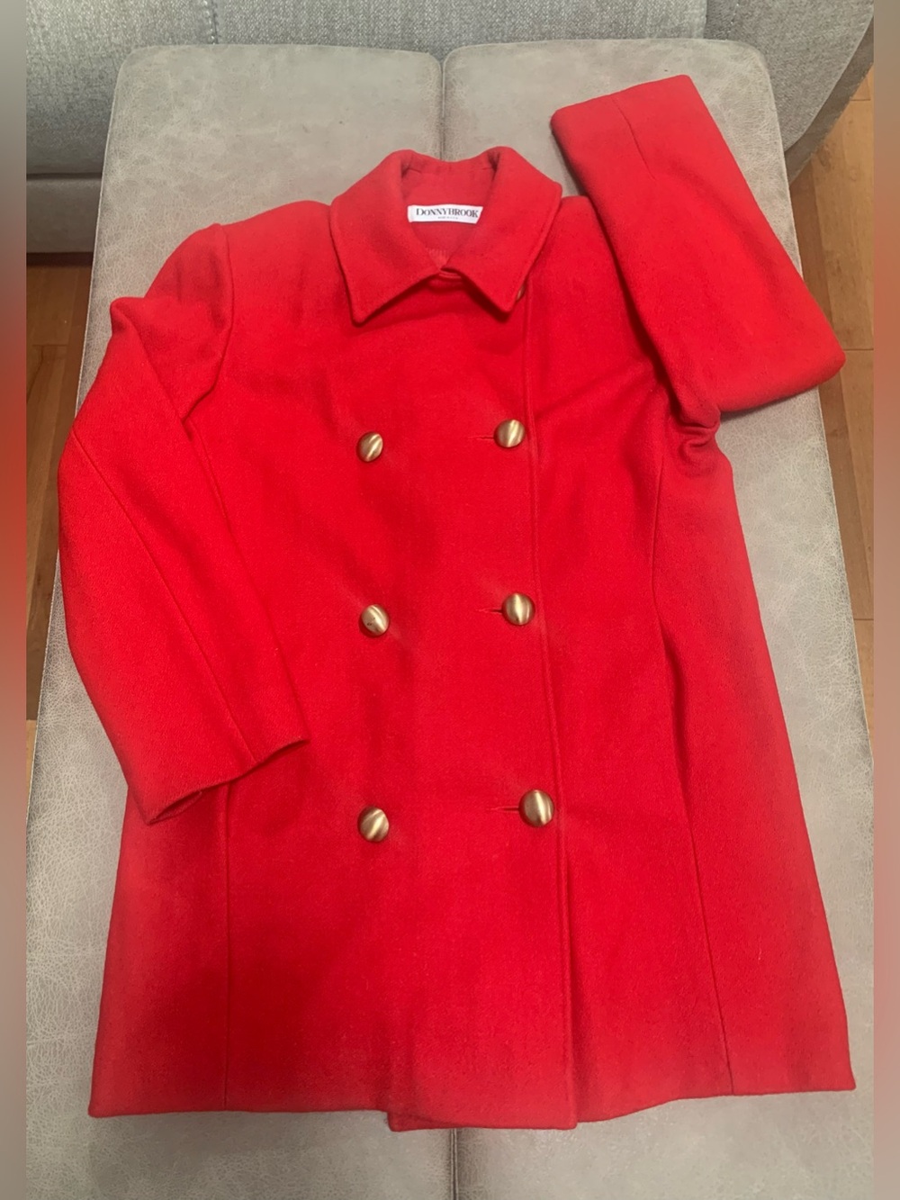 Vintage Donnybrook Women Red Wool Blend Double-Breasted Lined Peacoat Size 8 USA